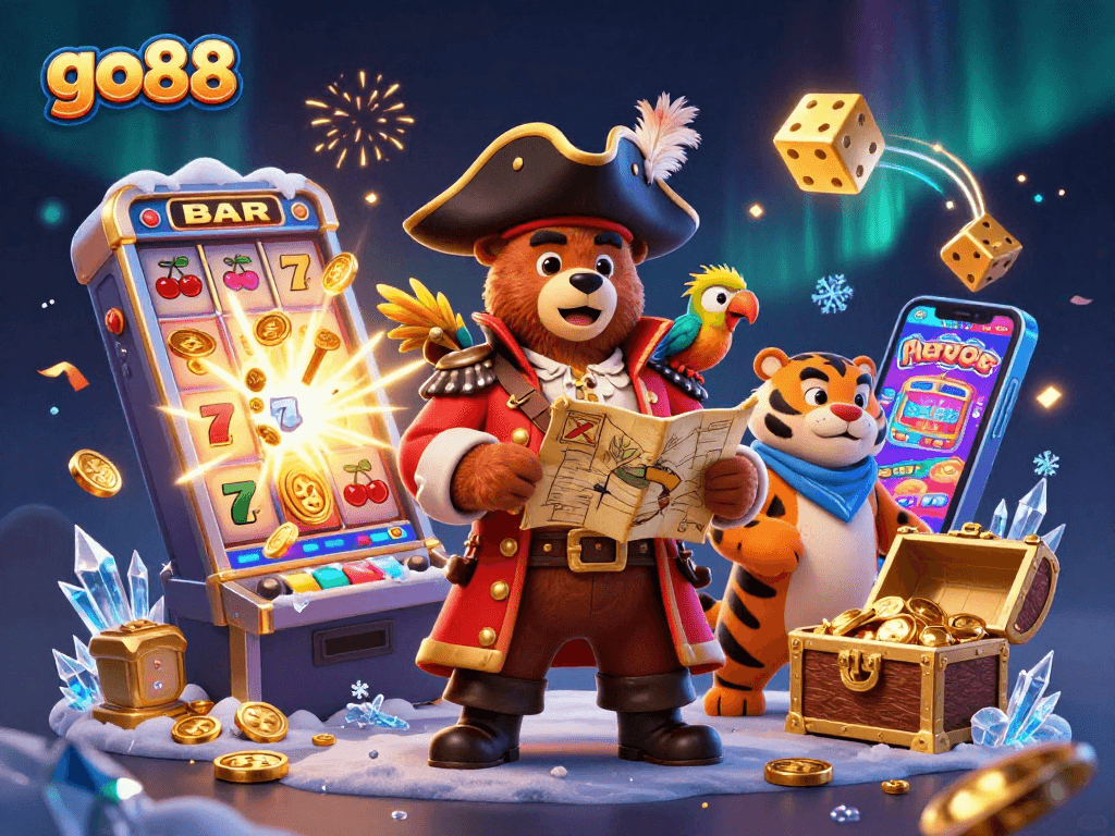Spin the reels with go88's captivating pirate casino adventure, featuring vibrant characters and thrilling game elements.