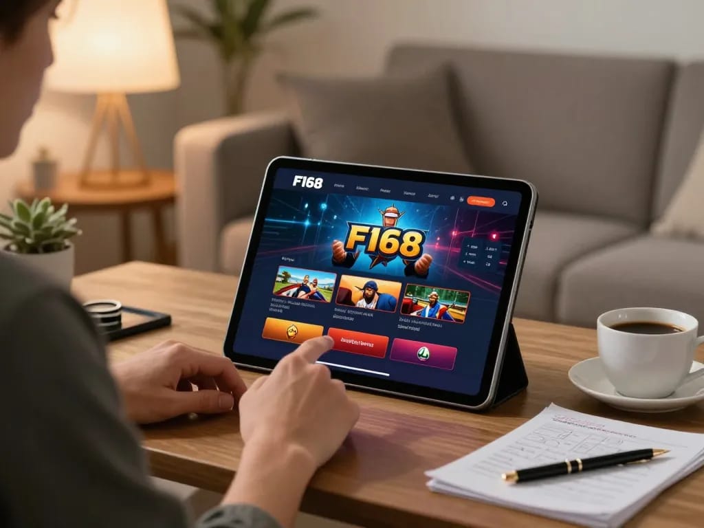 Player enjoying the F168 gambling app from home, fostering a responsible gaming environment.