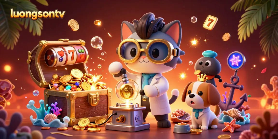 Experience exciting gaming with luongsontv as scientists create gold coins in a visually vibrant scene.
