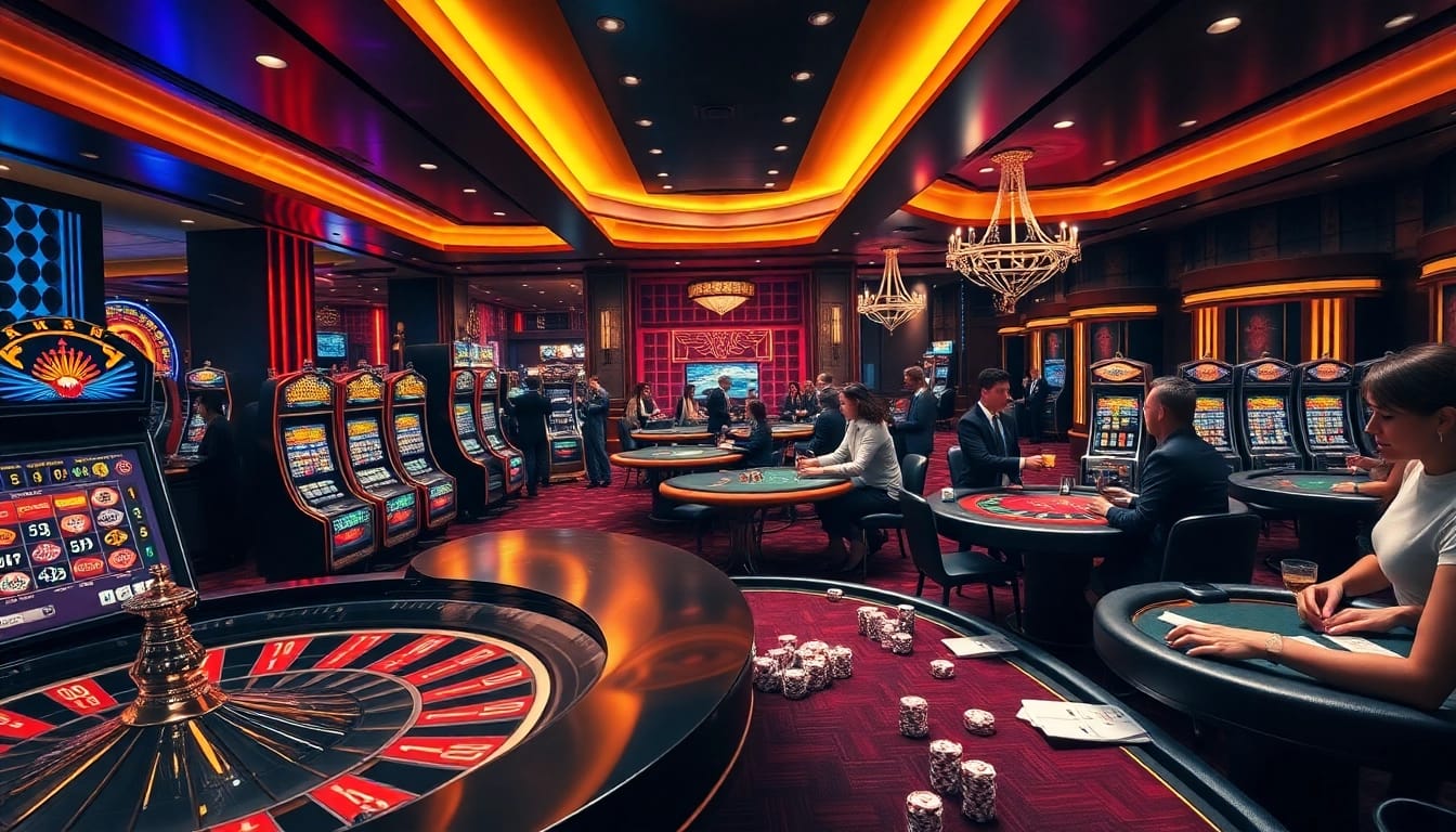 Winning gambler enjoying vibrant casino atmosphere at ok fun.
