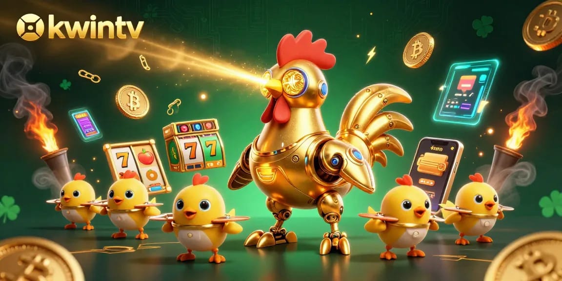 Engage with slots action through okwintv's golden rooster robot sporting vibrant gameplay elements.