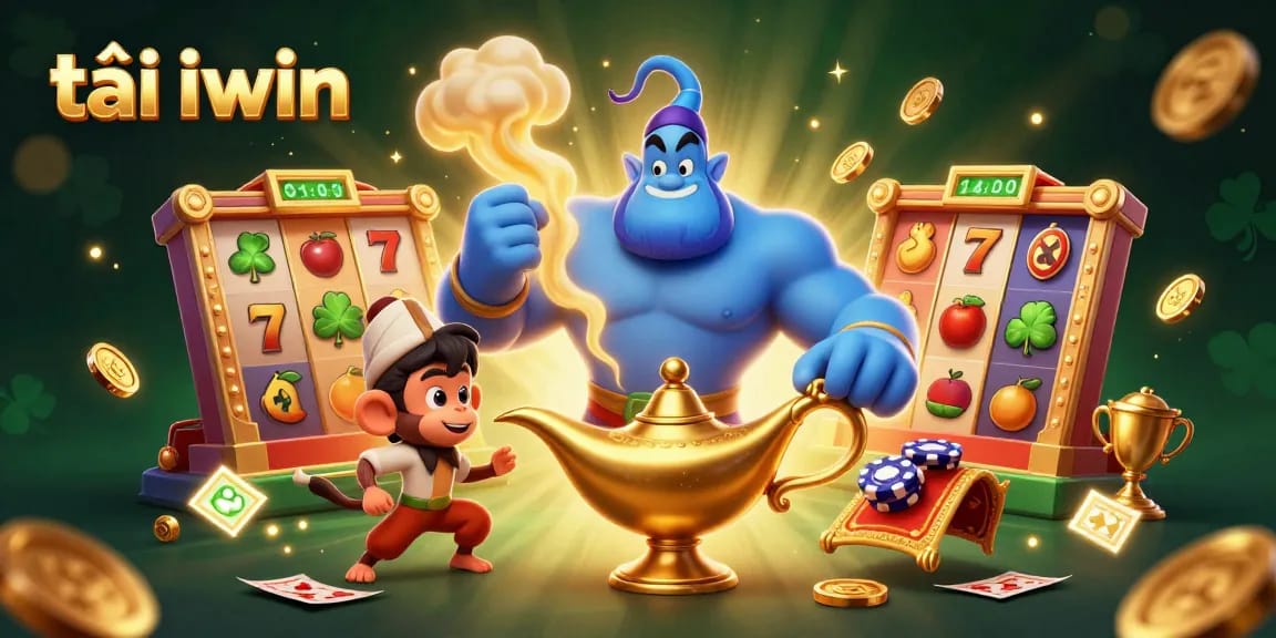 Spin the reels and unlock rewards with tải iwin in this vibrant casino-themed scene.