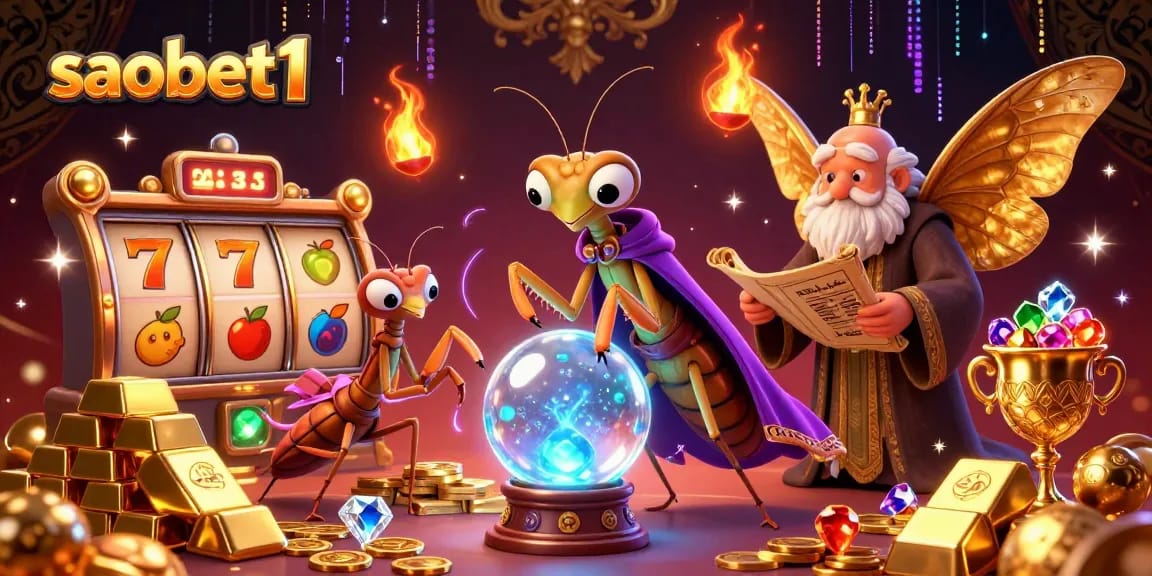 Experience thrilling gambling action with saobet1 illustrated through vibrant characters and gold riches.