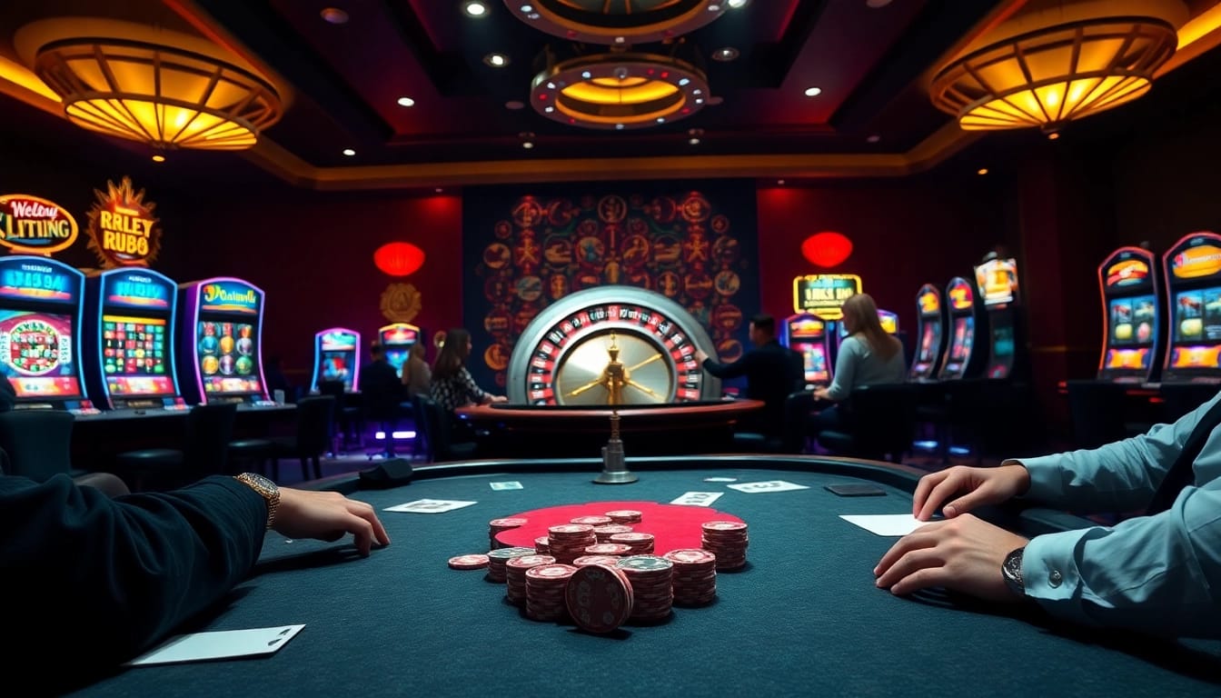 Players enjoying a thrilling game of poker at RR88 casino, highlighting the excitement of betting.