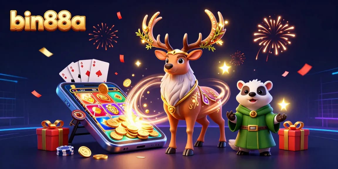 Experience thrilling gameplay with bin88a's vibrant casino elements amid a magical atmosphere.