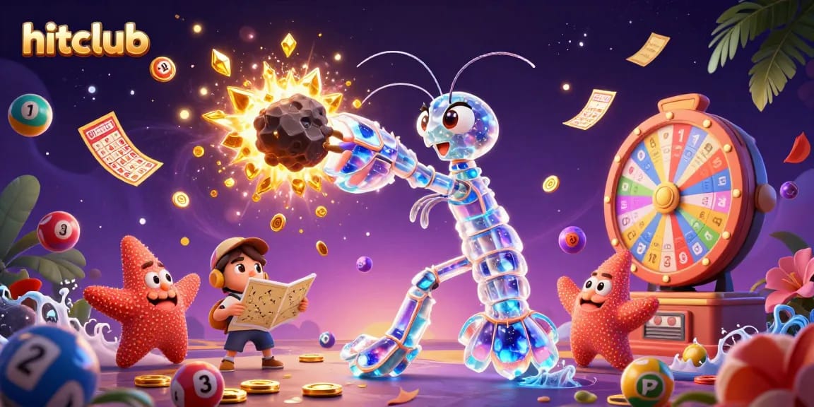 Win with hitclub's colorful games illustrated by a galactic samurai and starfish!