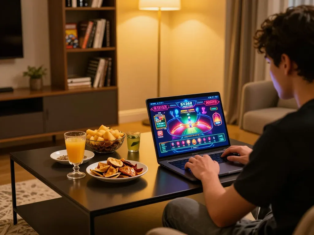 Engaging with SV368 Link at home online casino, showcasing a dynamic gaming setup.