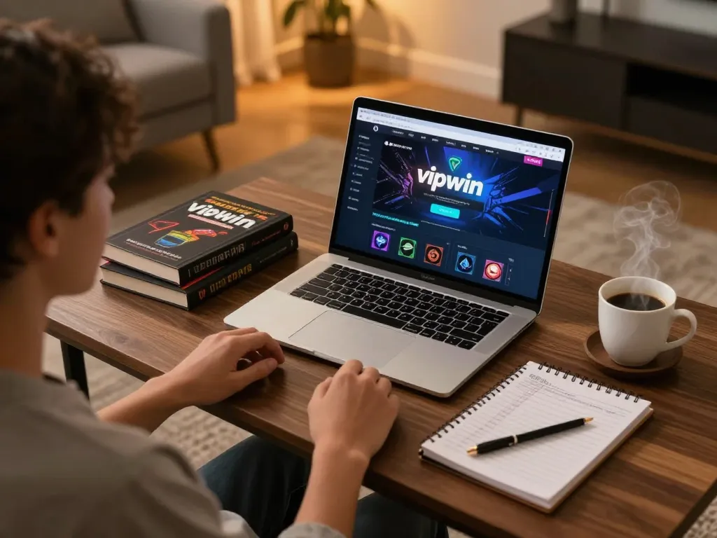 Engaging in strategic online gaming on vipwin while tracking bankroll management.
