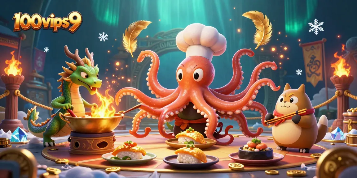 Experience thrilling gaming with 100vips9's vibrant 3D casino scene featuring unique characters.