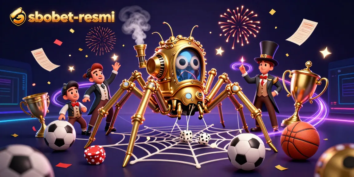 Experience sports action with sbobet-resmi in a dynamic, colorful 3D scene depicting betting excitement.