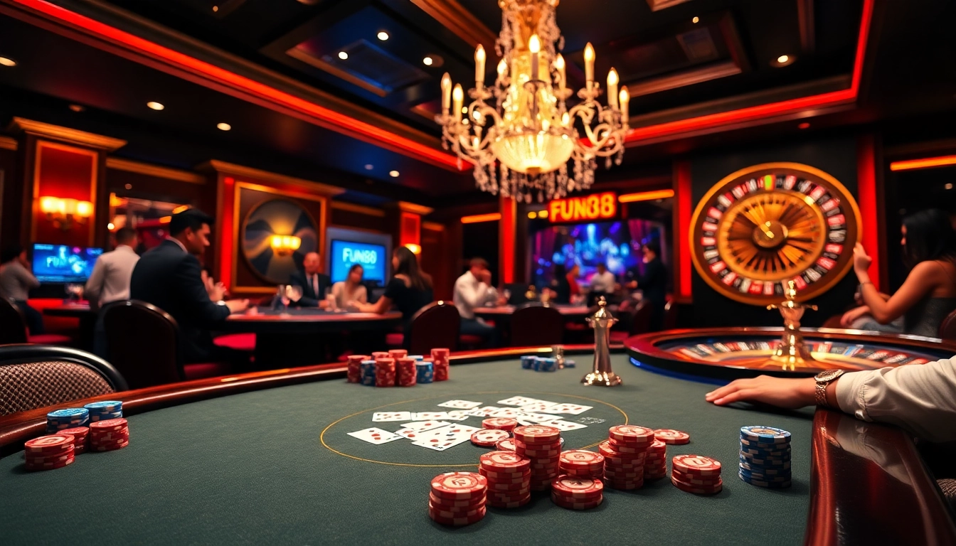 Experience thrilling casino gaming at https://fun88.se.net/ with vibrant poker tables and roulette wheels.