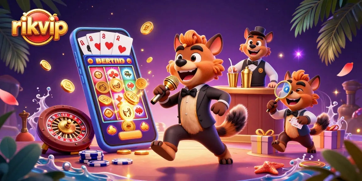 Experience the comedic atmosphere of rikvip with hyenas acting in a casino, showcasing vibrant gambling elements.