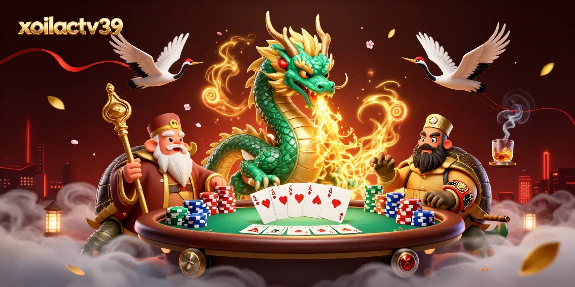 xoilactv39 highlights an epic dragon scene with poker elements in vibrant detail