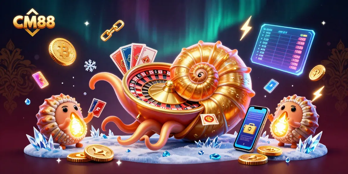 Engage in thrilling gameplay with CM88's vibrant scene showcasing a golden nautilus casino wheel.