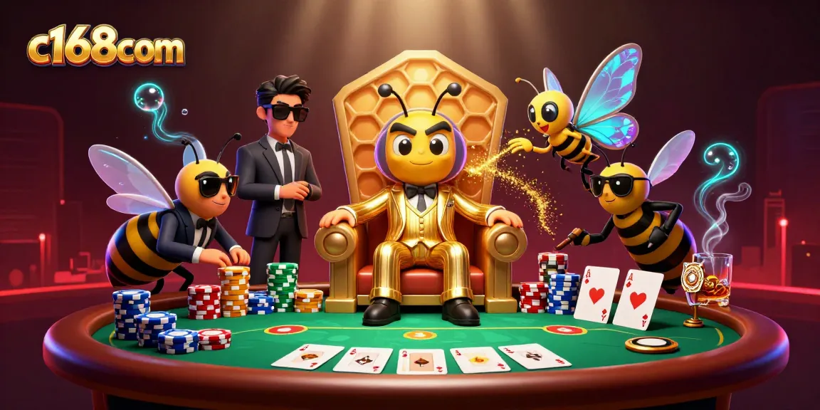 Play poker with exciting action at c168com, featuring vibrant characters in a stylish casino setting.