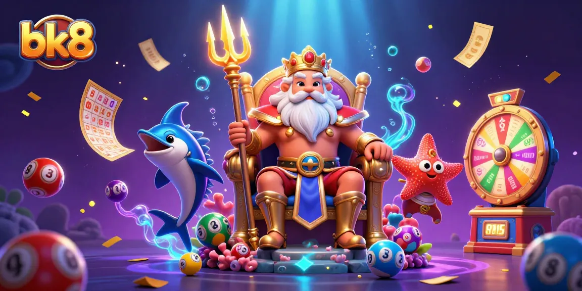 Experience exciting BK8 lottery options with Neptune, samurai guard, and vibrant game elements.