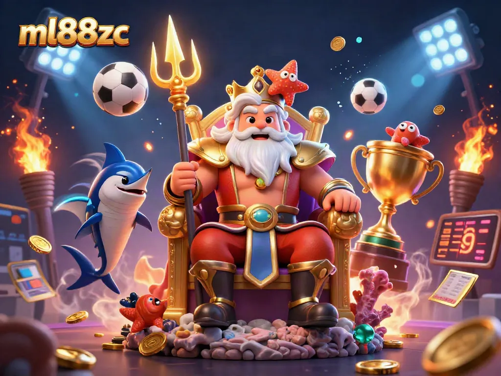 Experience thrilling betting action with ml88zc's lively 3D casino scene featuring Neptune and dynamic game elements.