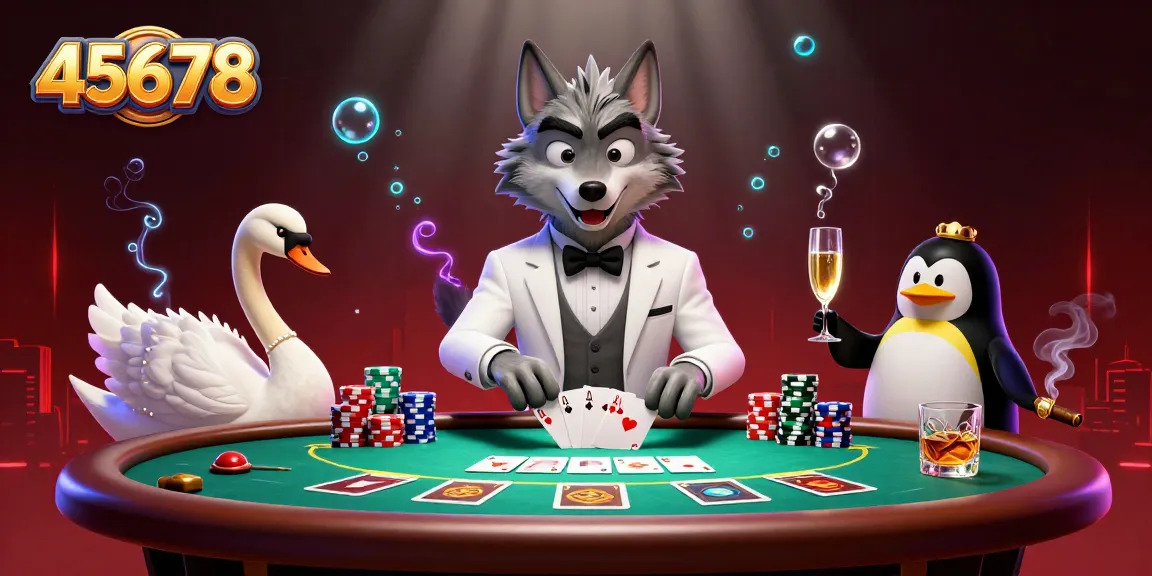 Play baccarat with 45678's lively characters enjoying an engaging casino atmosphere.