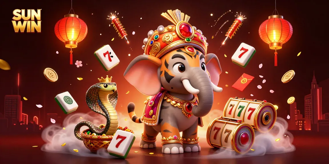 Experience the thrill of SUN WIN gaming with mystical characters and vibrant casino elements all around.
