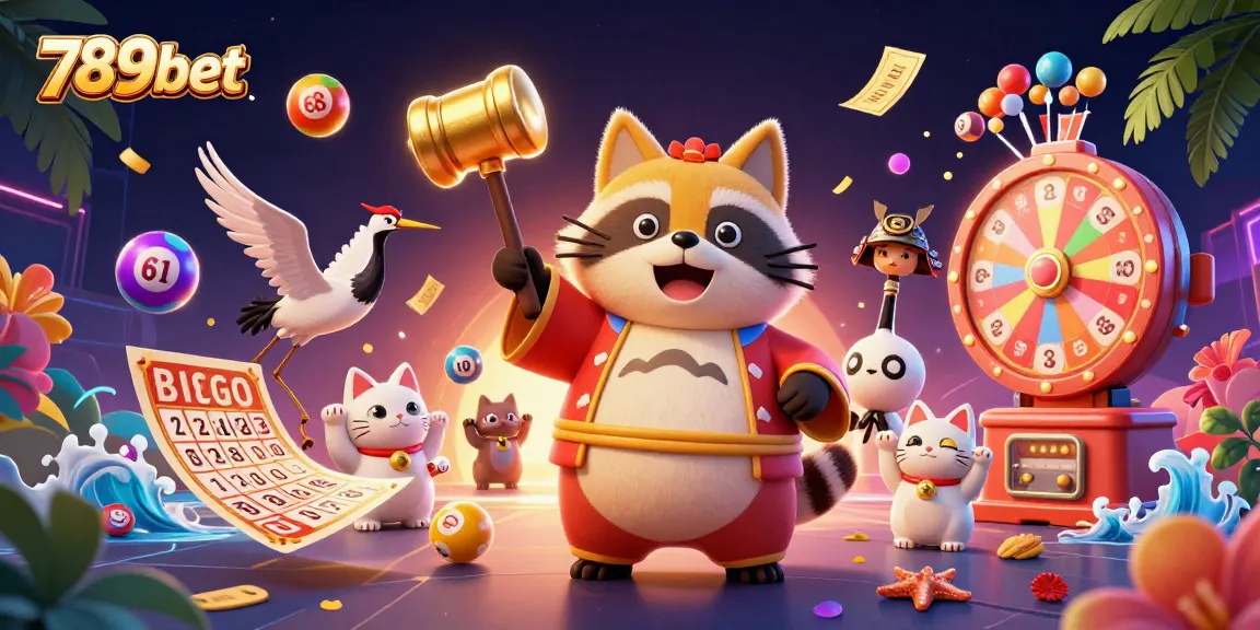 Engage with 789bet's vibrant gaming atmosphere featuring cheerful characters and dynamic lottery elements.
