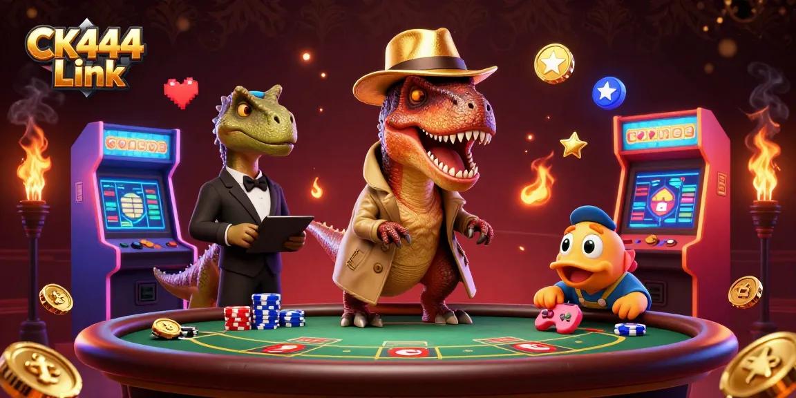 Bet big with CK444 Link in this vibrant scene of a velociraptor at the blackjack table!