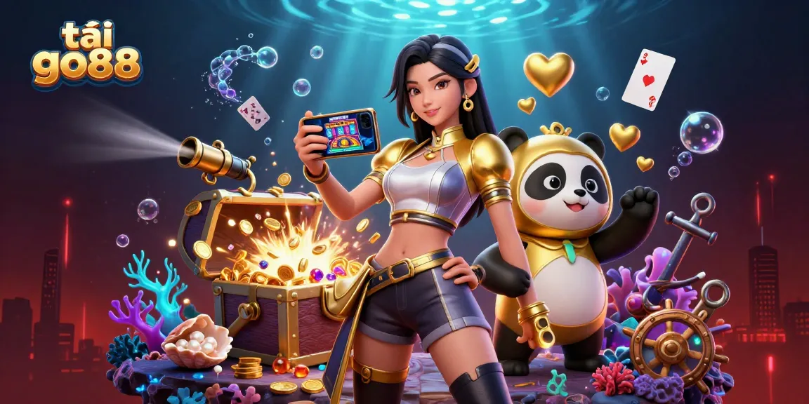Tải go88 - Envision the excitement of casino gaming with a stylish character and vibrant elements.