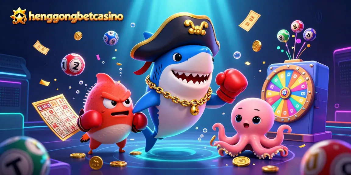 Engage in thrilling gameplay at hengongbetcasino with dynamic lottery elements and colorful characters.