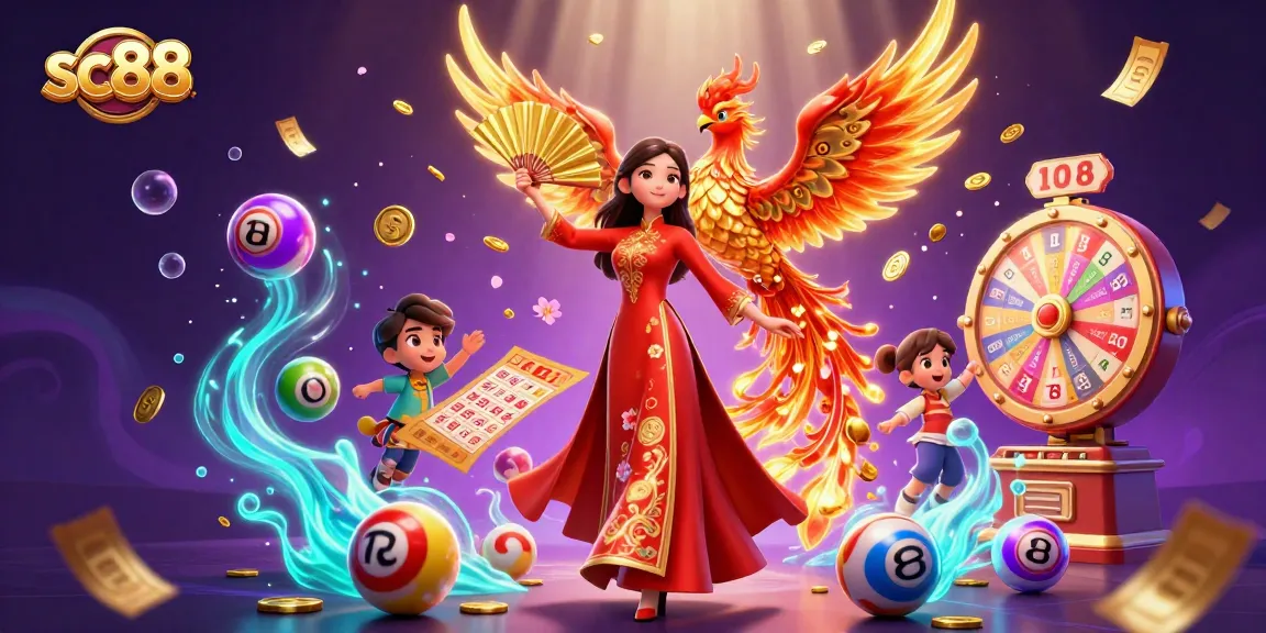 Engage in exciting games at sc88, featuring dynamic lottery elements and a beautiful Vietnamese character.