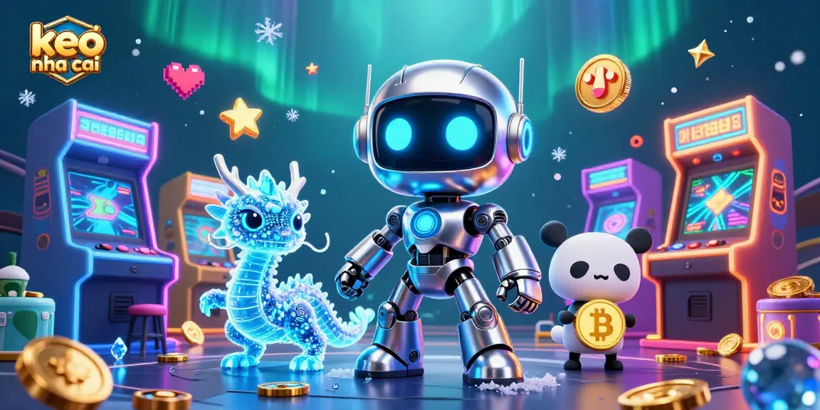 Engage with keo nha cai in this dynamic casino scene filled with neon-lit gaming elements and characters.