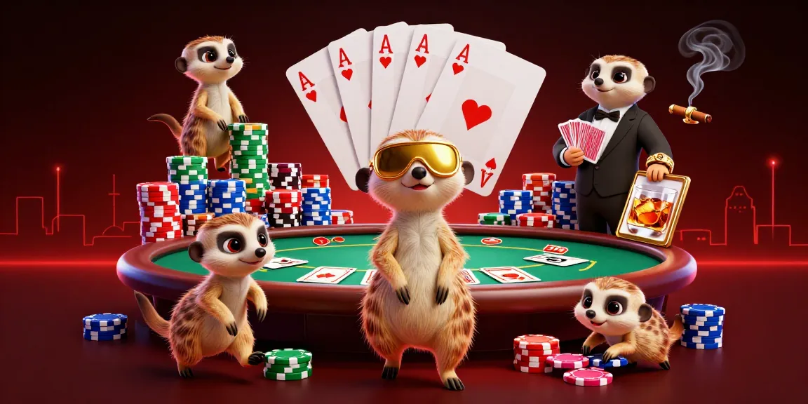 Experience the excitement of okwintv with meerkats running a vibrant casino scene, full of energy and action.