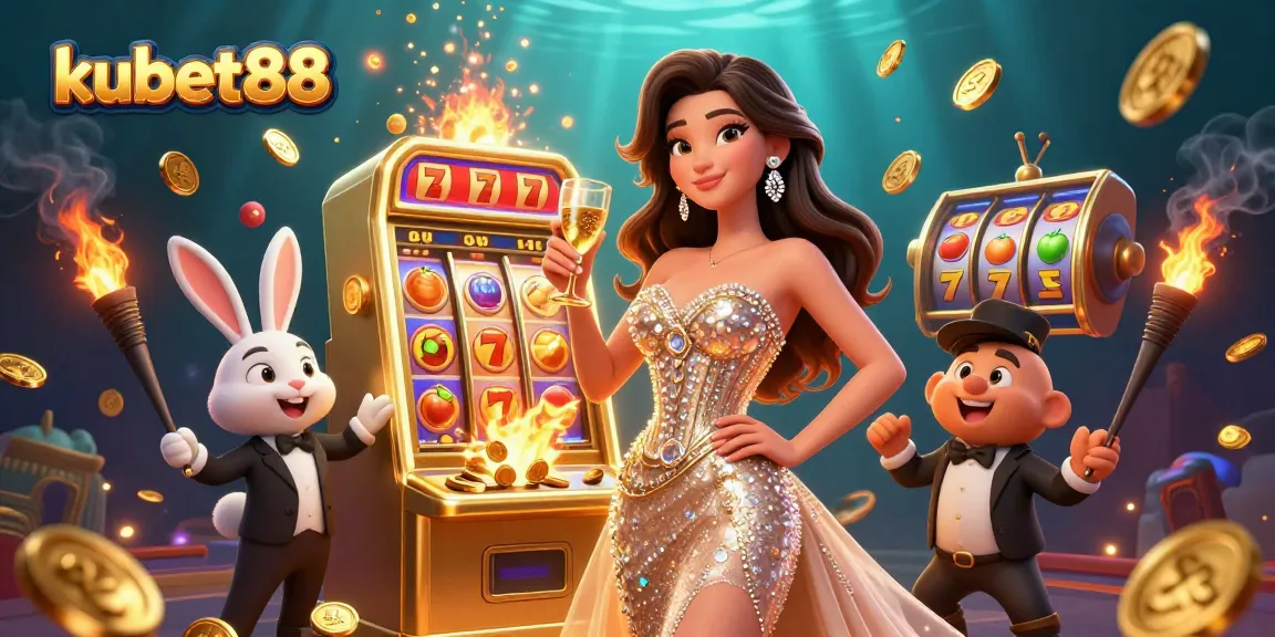 Experience exciting jackpot wins at kubet88 with stunning visuals of a 3D slot scene.