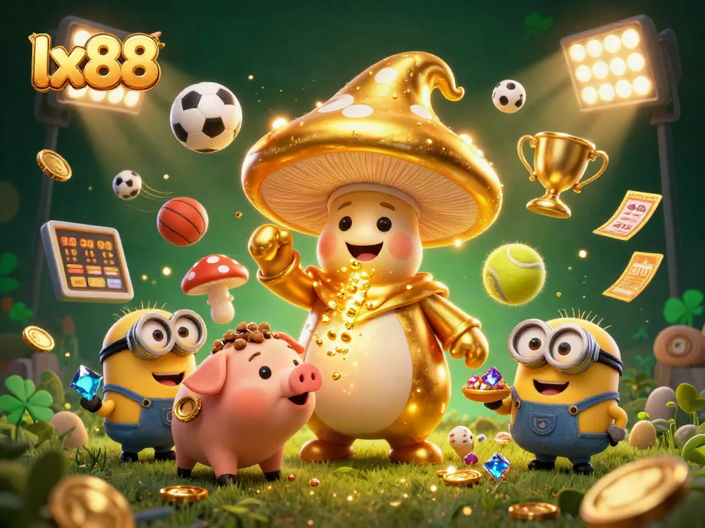 Experience winning magic with lx88 at this vibrant casino illustration showcasing thrilling gaming elements.