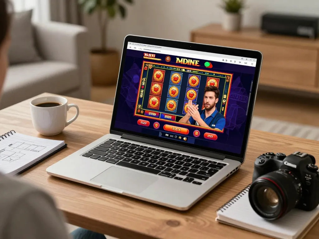 Player engaging with 88clb online slot game at home, showcasing strategic betting and cozy ambiance.