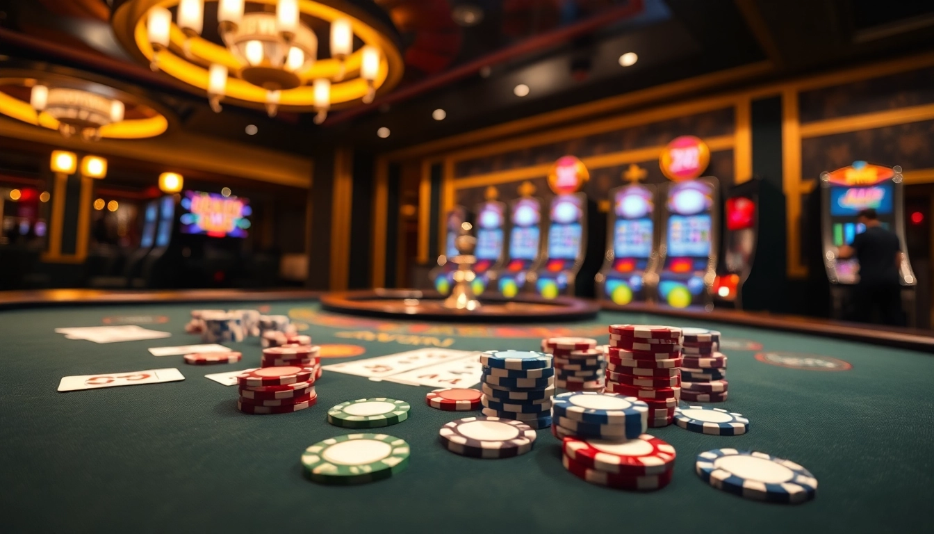 Experience the thrilling 99WIN casino excitement with poker chips and slot machines.