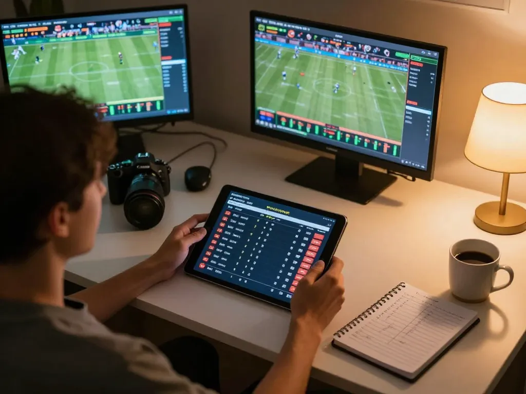 Active sports betting session at home with user engaged on lu88xz platform, displaying dynamic betting odds