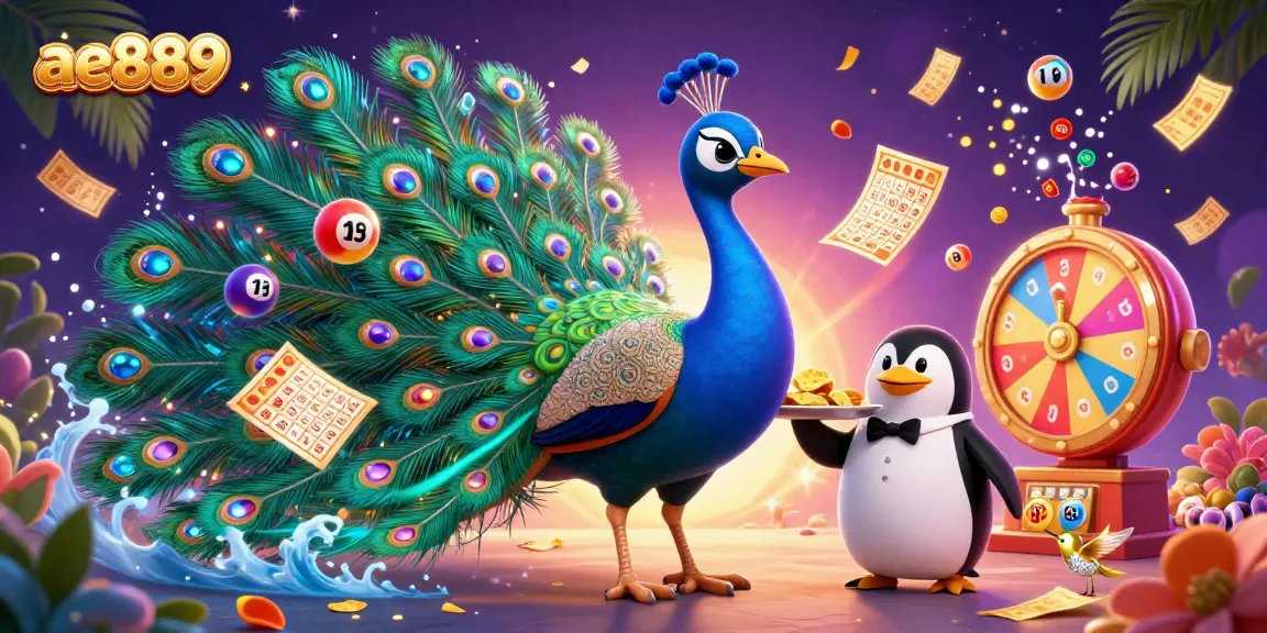 Experience excitement at ae889 with colorful lottery elements and engaging casino characters in a vibrant 3D scene.