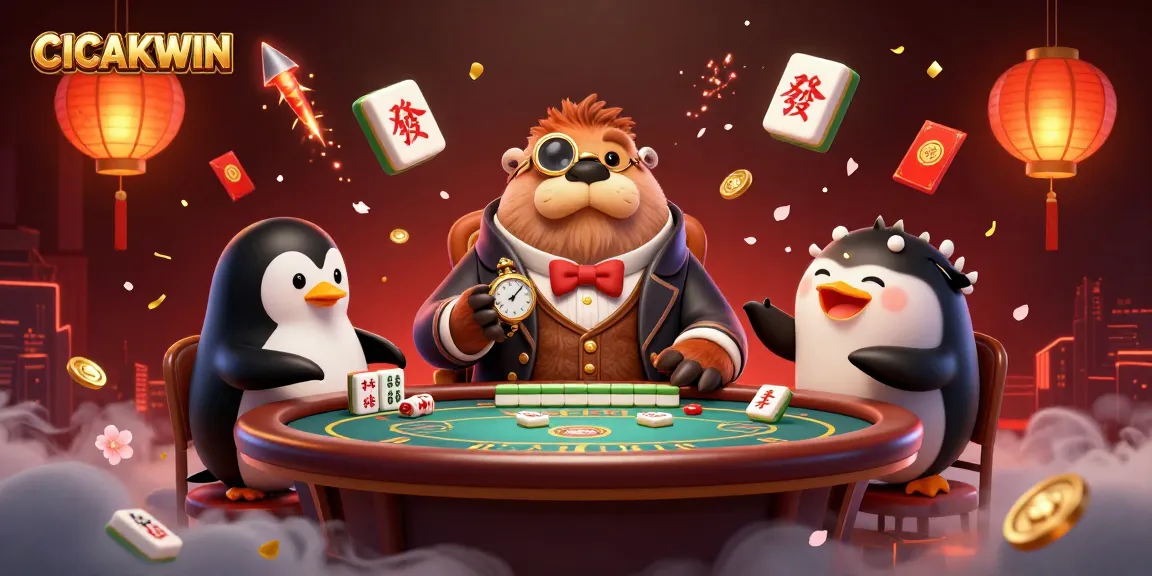 CICAKWIN showcases a vibrant scene of animated characters in a thrilling card game atmosphere at an underwater casino table.