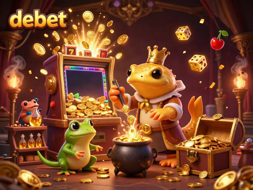Experience debet's vibrant casino world with golden alchemist and dynamic gaming elements.