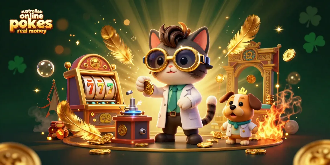 Engage with australian online pokies real money, featuring vibrant slot machines and playful characters.