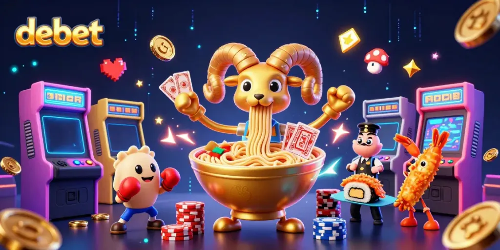 Experience the excitement of debet online gaming with vibrant characters and dynamic casino elements.