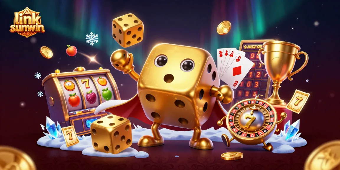 Experience the excitement of gambling with link sunwin through this colorful and lively casino-themed illustration.
