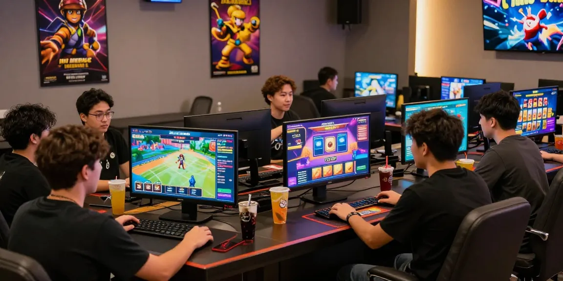Vibrant gaming lounge atmosphere at https://7899club.com/ with diverse players engaging in exciting online games.