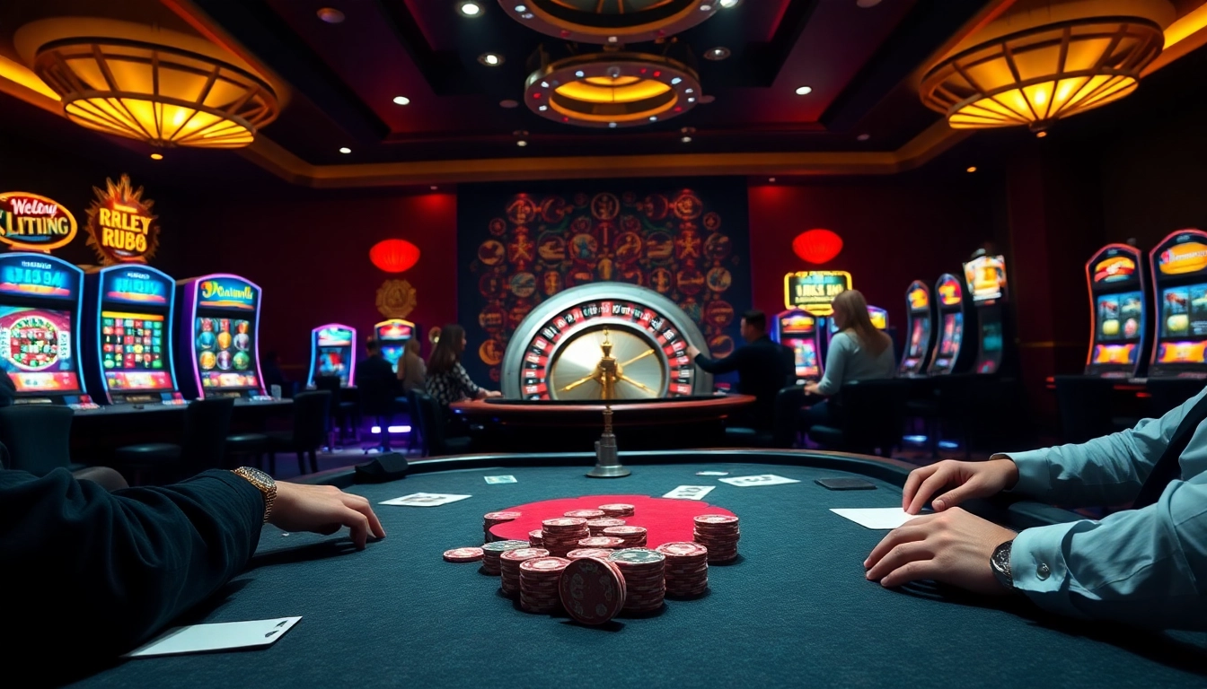Players enjoying a thrilling game of poker at RR88 casino, highlighting the excitement of betting.
