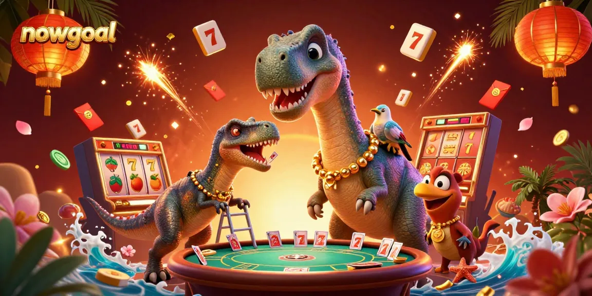 Engage in thrilling gambling with nowgoal featuring vibrant casino elements above a lively scene.
