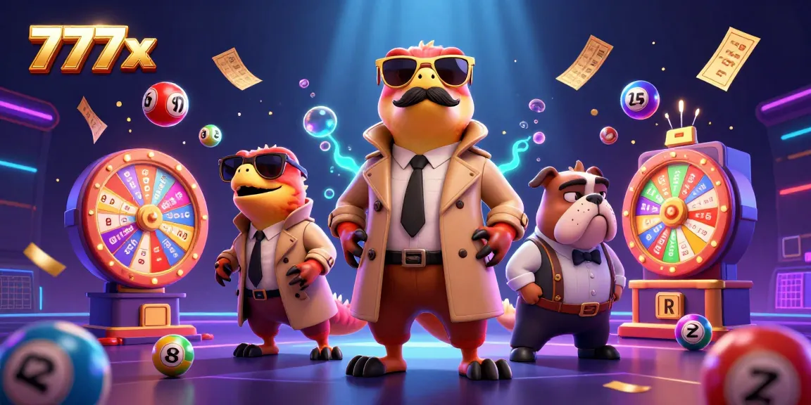 Experience the thrilling world of 777x lottery as raptors enter the VIP lounge in a colorful casino scene.